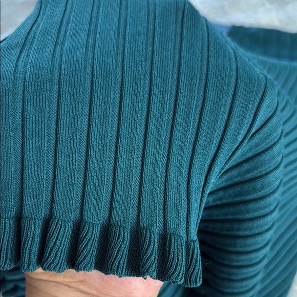 Zara Blue Ribbed Ruffled Blouse - Picture 2 of 4